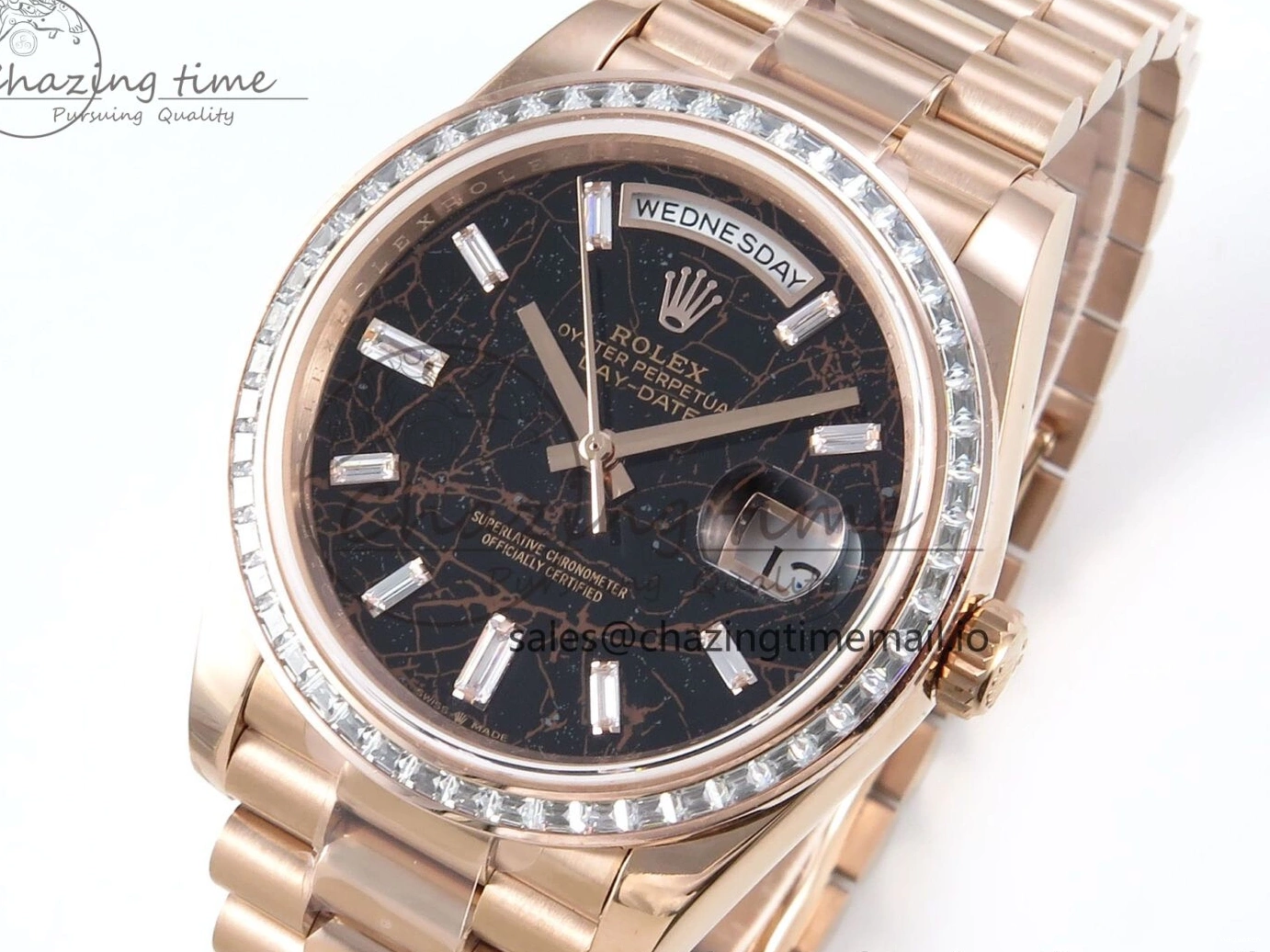 V5 DayDate Slate QF 40 Diamonds Eisenkiesel Weight) 1:1 Bracelet President Dial Bezel Edition on (Gain RG A2836 Best 0205